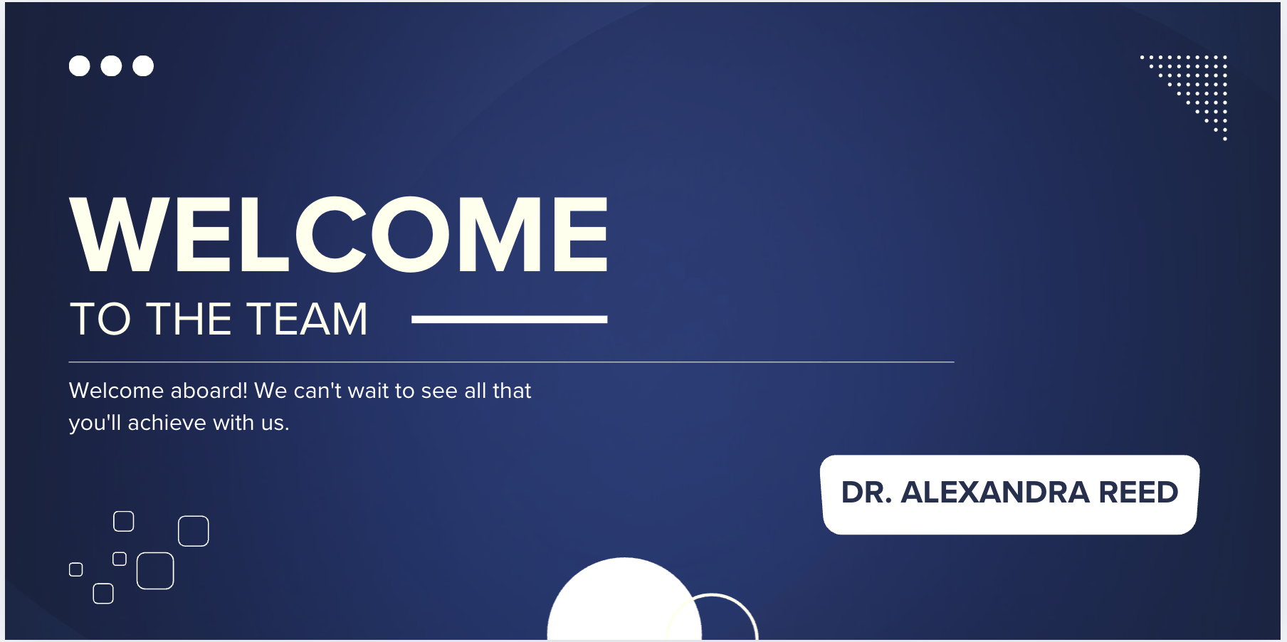 Welcome Banner for Dr. Alexandra Reed